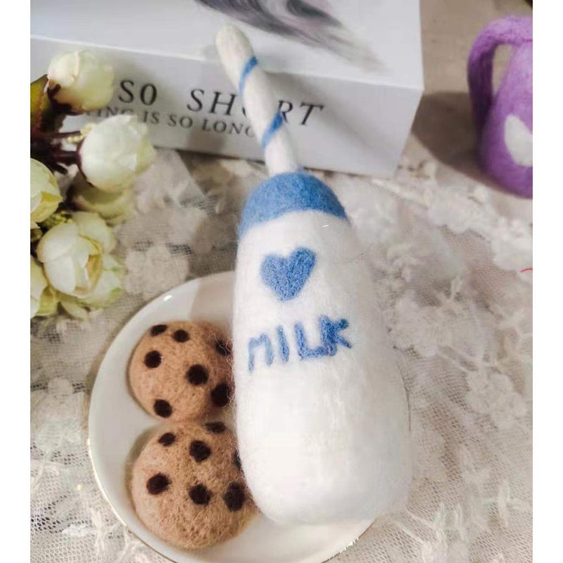 DIY Baby Wool Felt Milk Bottle And Cookies Photography Props For Infant Photo Accessories - Image 3